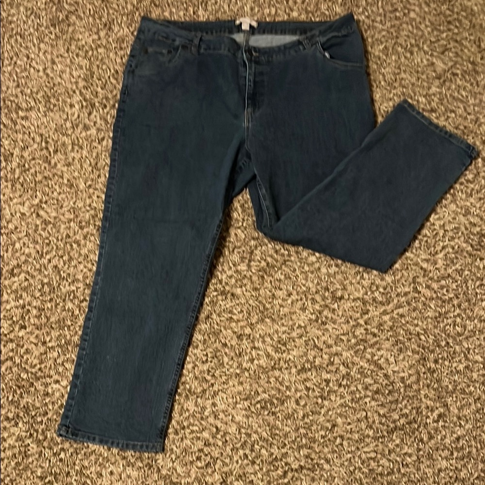 Woman Within Straight Leg Jeans - Dark Blue
